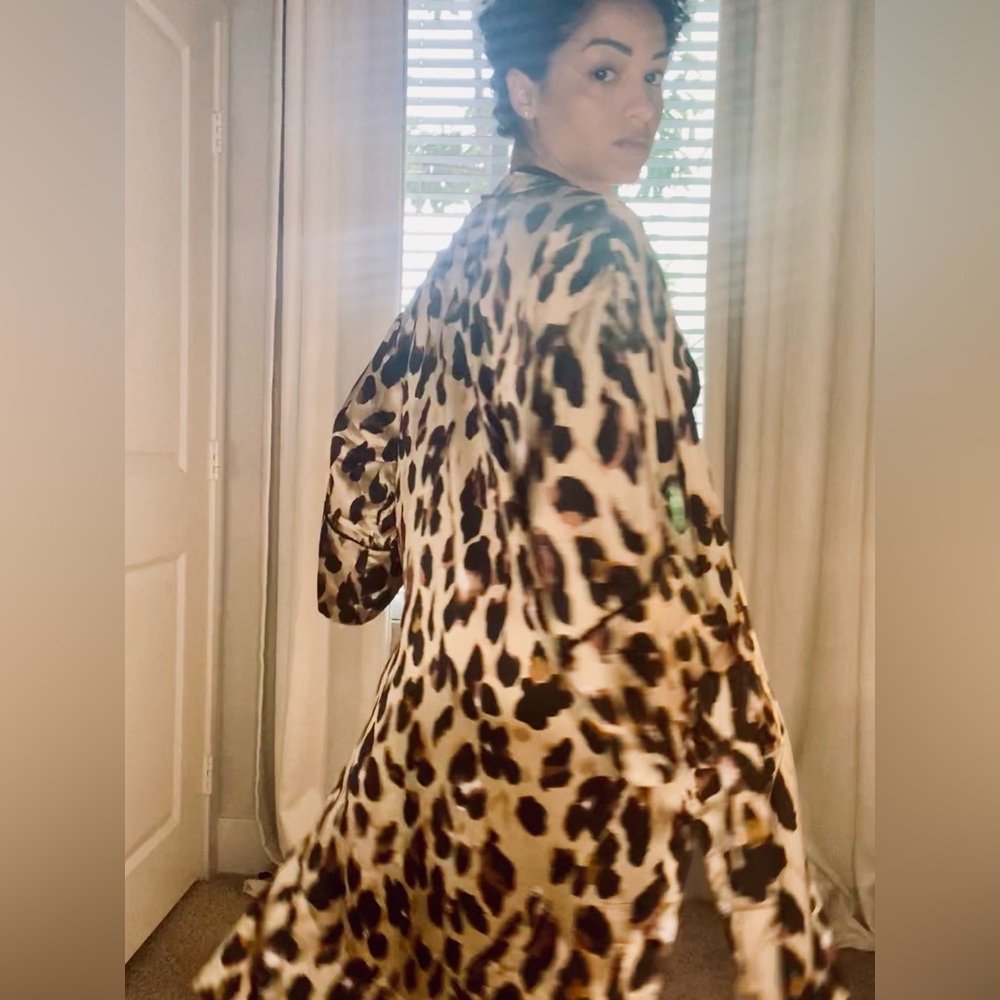 Silk-like Leopard Maxi Robe